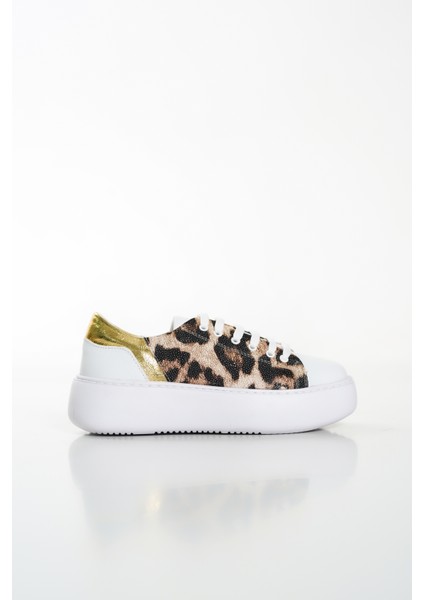 MB6303-BA Kadın Kalın Taban Beyaz Altın Hakiki Deri Sneaker & Spor Ayakkabı modelleri
