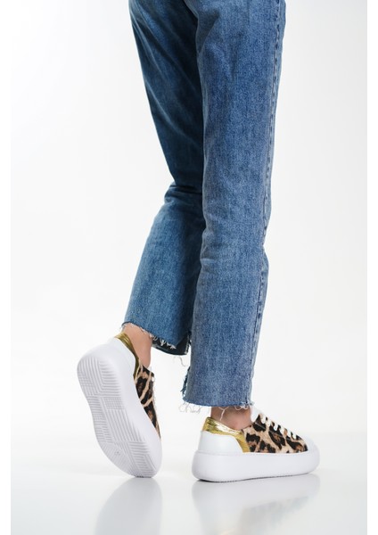 MB6303-BA Kadın Kalın Taban Beyaz Altın Hakiki Deri Sneaker & Spor Ayakkabı fırsatları