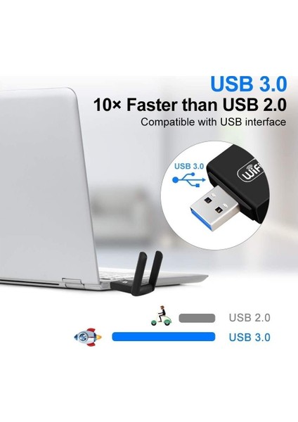 Blue Wings 1300 Mbps Dual Band USB 3.0 5 Ghz Adaptör Kablosuz Wifi Alıcı