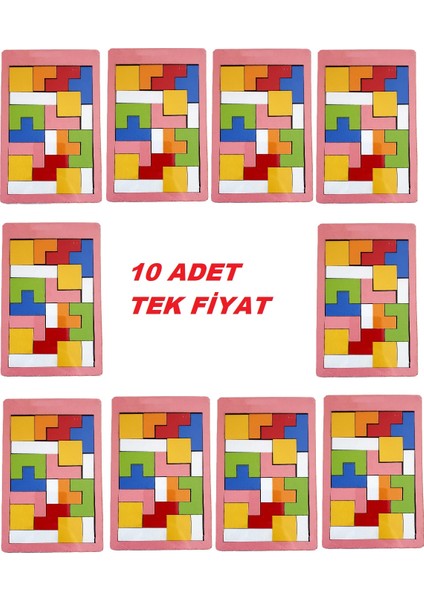 10 Adet Rengarenk Ahşap Tetris Oyunu Doğal Ahşap Tetris. Hediyelik Eğlenceli Eğitici Oyuncak