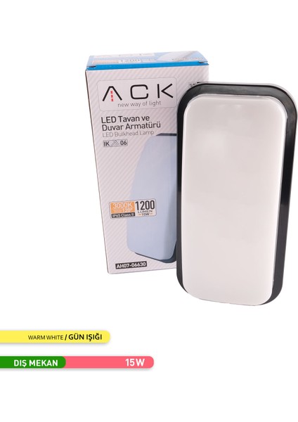 15W LED Duvar Apliği Siyah Gövde 3000K Günışığı