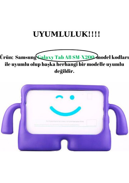 Samsung Galaxy Tab A8 SM-X200 ile Uyumlu Silikon Kollu Çocuklar Için Tablet Kılıfı