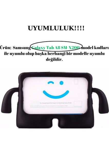 Samsung Galaxy Tab A8 SM-X200 ile Uyumlu Silikon Kollu Çocuklar Için Tablet Kılıfı