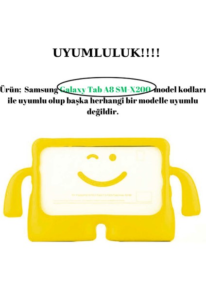 Samsung Galaxy Tab A8 SM-X200 ile Uyumlu Silikon Kollu Çocuklar Için Tablet Kılıfı