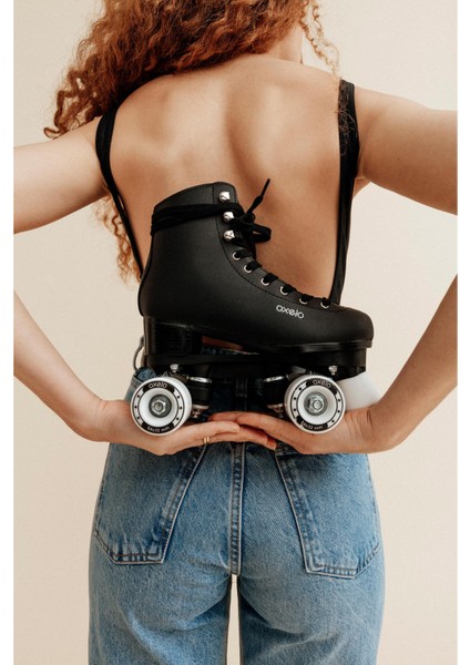 Oxelo Artistik Paten - Siyah - Quad 100