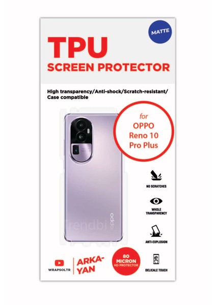 Oppo Reno 10 Pro Plus Mat Arka ve Yan Kaplama Parmak Izi Bırakmayan Koruyucu Film