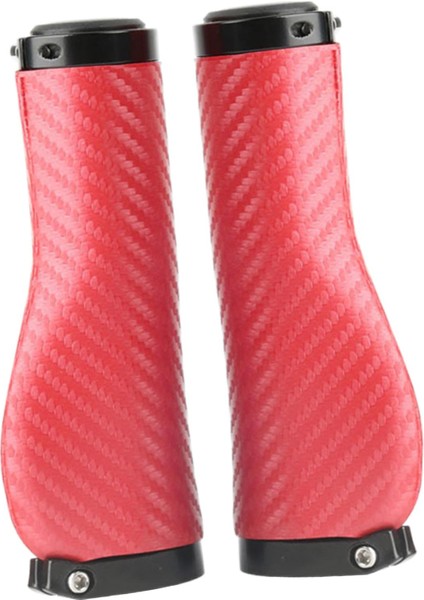 2 Adet Bisiklet Gidon Tutamakları Şok Emme Karbon Fiber Konforlu Kavrama Uzun Kırmızı (Yurt Dışından)