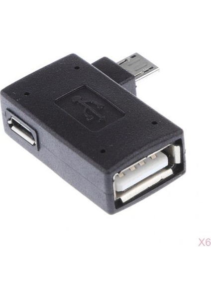 6 Adet Mikro USB 2.0 Otg Ana Bilgisayar Bağlayıcı Adaptörü Cep Telefonu Için Açılı Sola (Yurt Dışından)