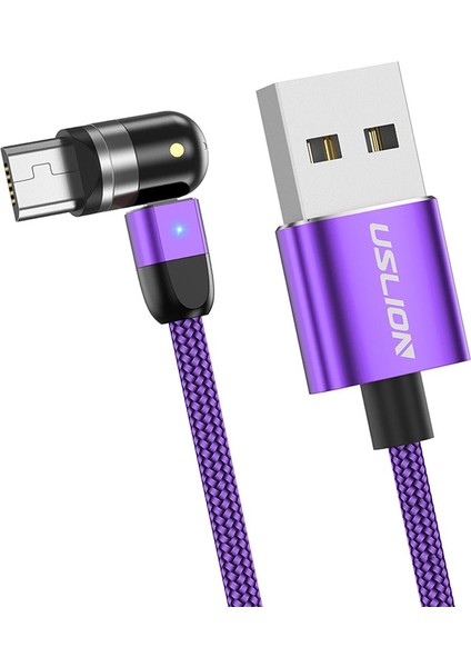 Ayarlanabilir Örgülü Mıknatıs Mıknatıs USB Şarj Kablosu ile 360 ​​° Döner Kafa ve Mor 2 M Mikro USB (Yurt Dışından)