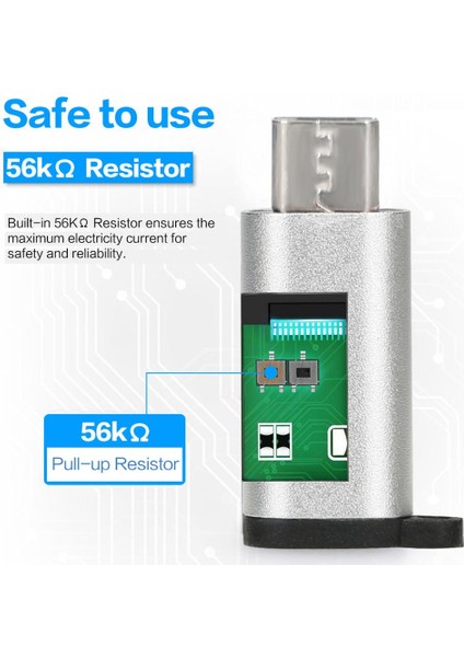 2 Adet Mikro USB Dönüştürücü Tipi C Adaptörü Konnektörü Anahtarlık Şarj Cihazı (Yurt Dışından)