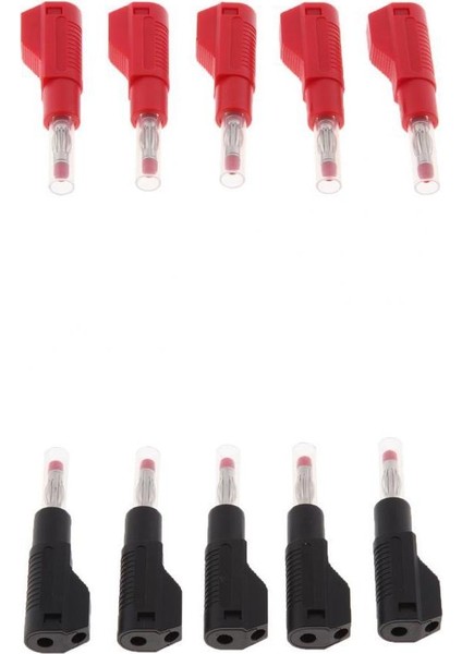 10PCS 4mm Erkek Geri Çekilebilir Istiflenebilir Banana Fiş Tel Konektörleri Kırmızı Siyah (Yurt Dışından)