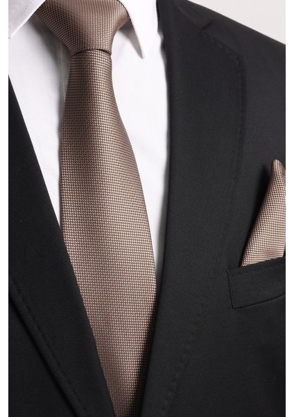 Hand Made 7.5 cm Bej Kravat Mendil