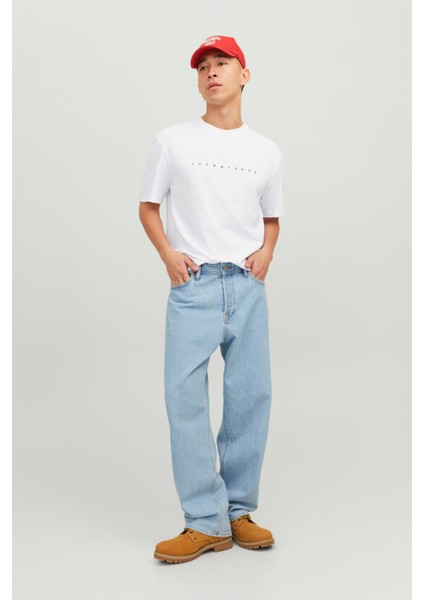 Erkek Jjestar Bisiklet Yaka Baskılı T-Shirt 12234746 Beyaz fiyatları