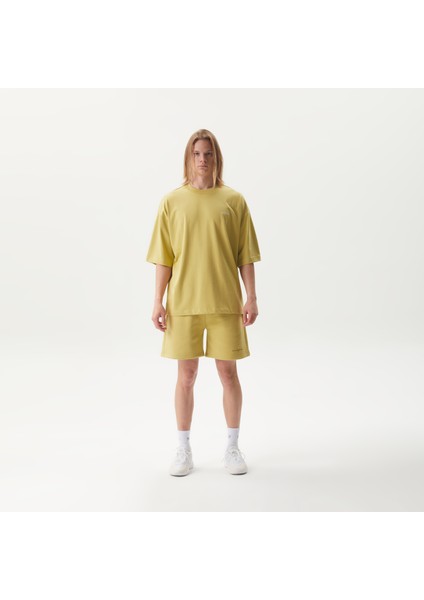 Bisiklet Yaka Slogan Baskılı Leak Green Unisex Tişört
