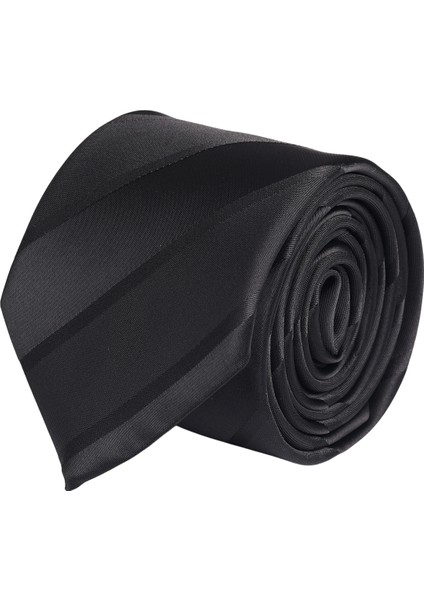 Hand Made 7.5 cm Siyah Çizgili Desen Kravat