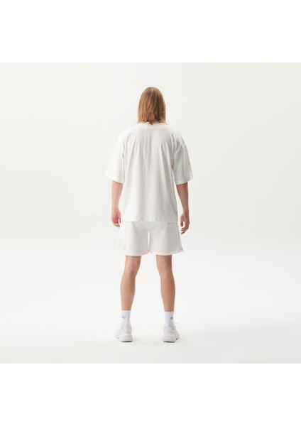 Bisiklet Yaka Unisex Beyaz Logolu Nakışlı Tişört