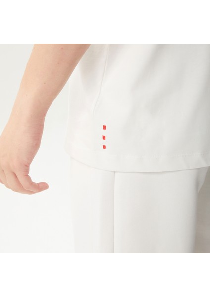 Bisiklet Yaka Unisex Beyaz Logolu Nakışlı Tişört