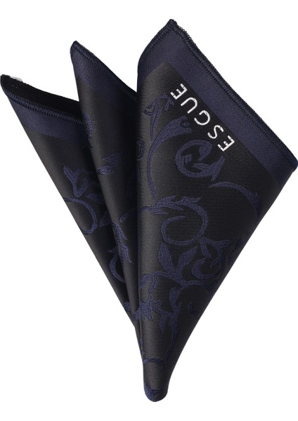 Lacivert - Siyah Desenli Yaka Mendili