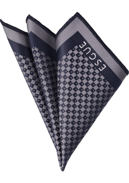 Gri - Lacivert Desenli Yaka Mendili