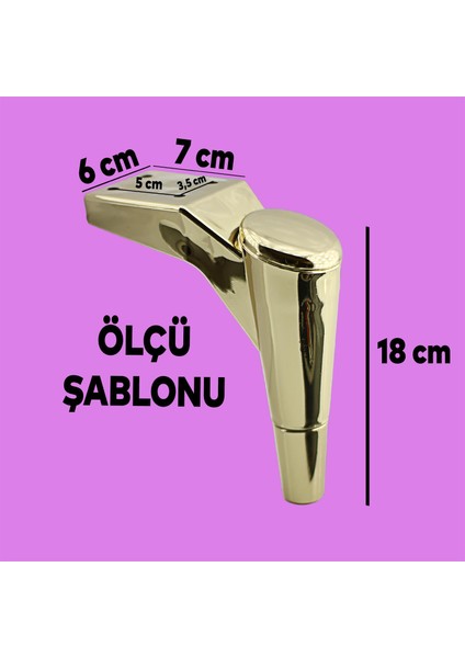 Maya Lüks Mobilya Kanepe Sehpa Tv Ünitesi Koltuk Ayağı 18 Cm Altın Baza Ayakları