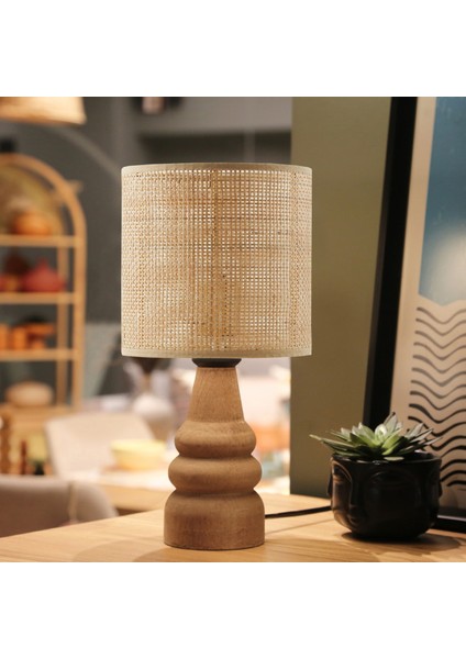 Natural Doğal Bambu Hazeran Rattan Başlık Ahşap Abajur Ayd-3674