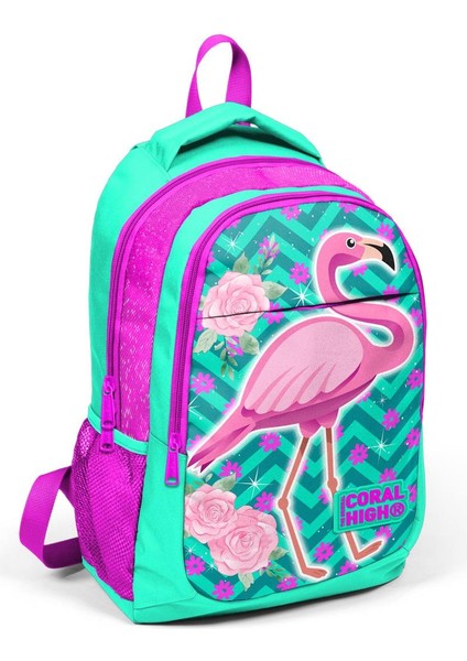 Kids Su Yeşili Pembe Simli Flamingo Desenli Usb'li 3’lü Okul Çanta Seti SET0123411 fiyatları