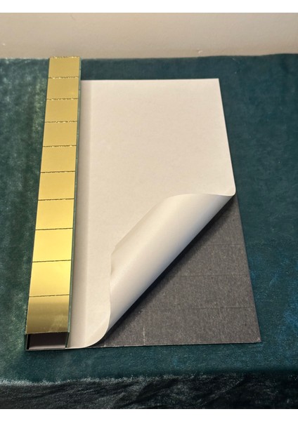 Kendinden Yapışkanlı Buton Ayna Gold Renk 50MM