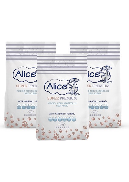 Aktif Karbonlu Super Premium Topaklaşan Kedi Kumu 3X10 Lt (30 Litre)