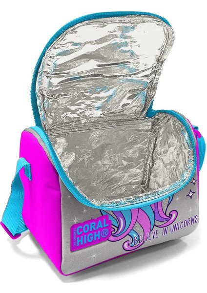 Kids Pembe Gümüş Simli Unicorn Desenli 3’lü Okul Çanta Seti SET0114383 fırsatları