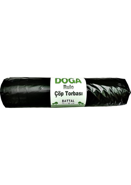 Doğa Battal Boy Siyah Çöp Torbası Poşeti 300 gr 75 x 90 cm 10 Adetlik 10 Rulo