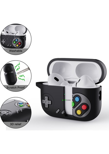 Airpods Pro 2 ile Uyumlu Kulaklık Kılıfı Yumuşak Soft Dokunuş Retro Görünümlü Nint-Endo
