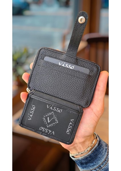 Visso Leather Visso 710 Hakiki Deri Fermuarlı Bozuk Para Cepli Kişiye Özel Erkek Kadın Cüzdan Deri Çanta Kişiyeözel