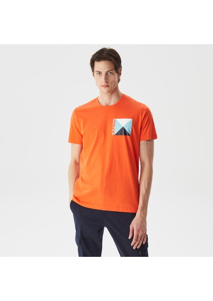 Nautıca Erkek Turuncu Baskılı Standart Fıt Kısa Kollu T-Shırt