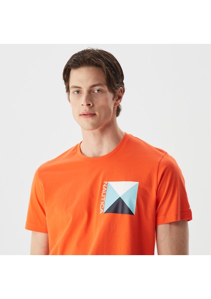 Nautıca Erkek Turuncu Baskılı Standart Fıt Kısa Kollu T-Shırt fırsatları