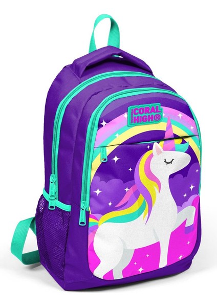 Kids Mor Su Yeşili Unicorn Desenli Usb'li 3’lü Okul Çanta Seti SET0123415 fiyatları