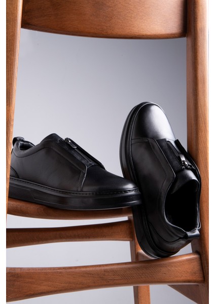 Ventu Erkek Hakiki Deri Sneaker, Fermuarlı Sneaker, Hakiki Deri Sneaker, Erkek Sneaker