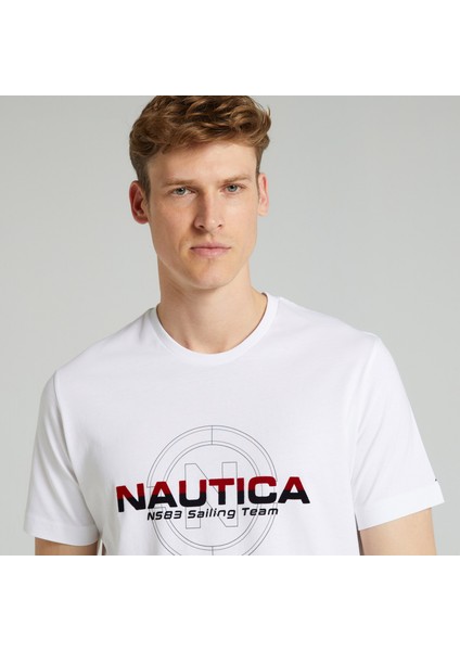 Nautıca Erkek Beyaz Standart Fıt Kısa Kollu T-Shırt fırsatları