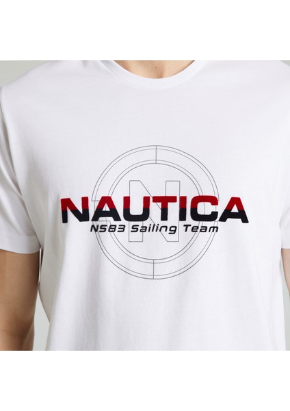 Nautıca Erkek Beyaz Standart Fıt Kısa Kollu T-Shırt indirimleri