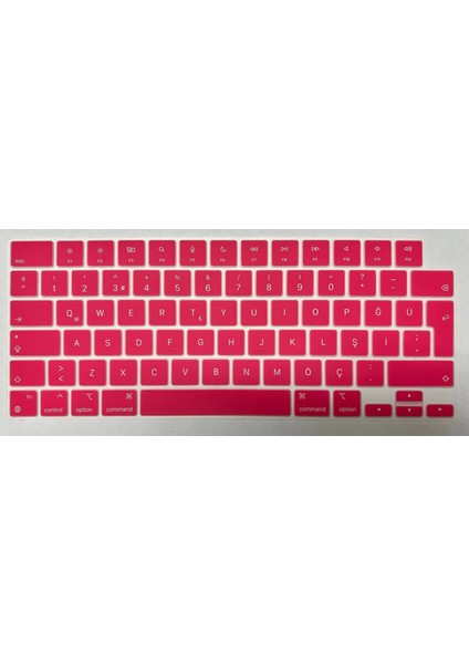 Macbook Air 15 Inç A2941 M2 Max 2023 A3114 M3 2024 A3241 M4 2025 Türkçe Q Silikon Klavye Koruyucu KOYU PEMBE