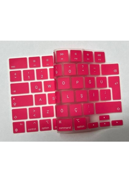 Macbook Air 15 Inç A2941 M2 Max 2023 A3114 M3 2024 A3241 M4 2025 Türkçe Q Silikon Klavye Koruyucu KOYU PEMBE modelleri