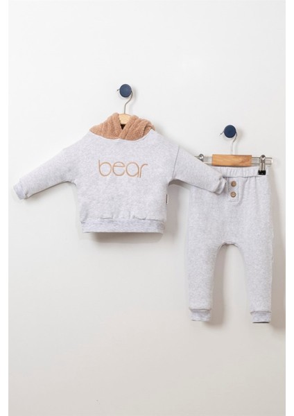 Adabebek Kapşonlu Kışlık Welsoft 2'li Alt Üst Takım Erkek Bebek Takım