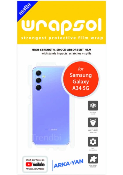 Samsung Galaxy A34 Mat Arka ve Yan Kaplama Koruyucu Film