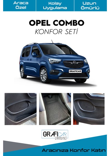 Opel Combo Konfor Seti̇ Eşya Saklama Cepleri Için Hazır Kumaş Kaplama Ses Giderici Izolasyon Amaçlı Set /2019-2022 Uyumlu