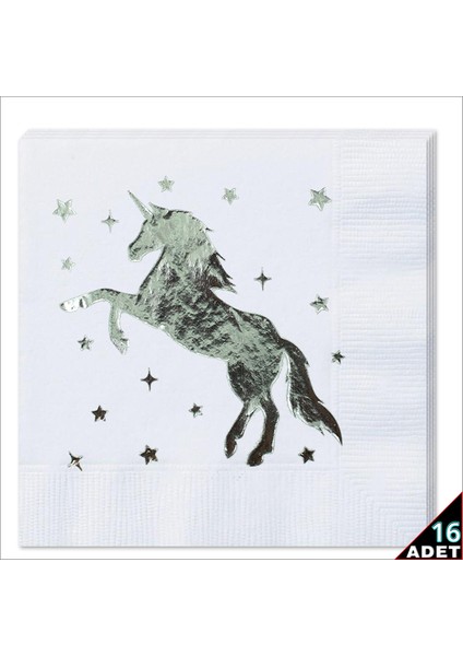 Unicorn Peçete, 16 Adet - Gümüş