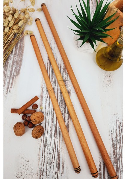 Ahşap Oklava Hamur Açma Oklavası Hamur Şekillendirici 3 Lü Set ( 60 Lık - 70 Lik - 80 Lik)
