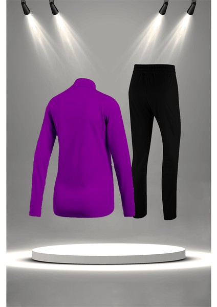 Büyük Beden Kadın Mor Supra Penye Kumaş Rahat Yürüyüş ve Koşu Sporcu Seti (4XL-10XL) fırsatları