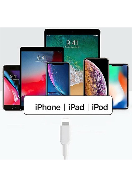 iPhone Tüm Modellere Uyumlu Lightning Şarj Aleti Data Aktarım Kablosu Hızlı Şarj Cihazı Kablosu