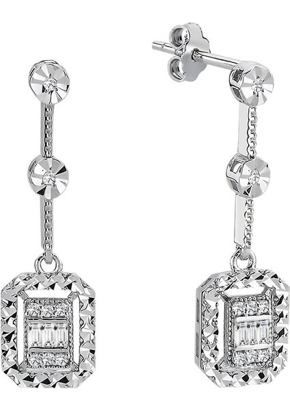 Işıltı Efektli Baget Pırlanta Su Yolu Küpe | Gırantaş Diamond modelleri