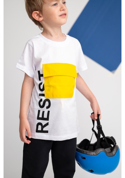 Erkek Çocuk Resist Baskılı Cepli T-Shirt
