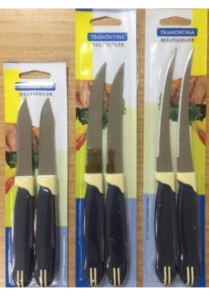Dekorhanemden Orijinal Tramontina 6 Adet 3 Boy Tırtıklı Et, Meyve&sebze ve Çok Amaçlı Bıçak Seti